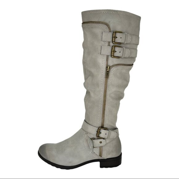 White Mountain Remi Light Grey Faux Leather Knee High Womens Boots Size 5M - Picture 2 of 13